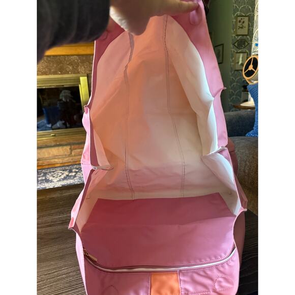 Longchamp XL Pink and Orange Top Handle Duffle Tote - Picture 12 of 16